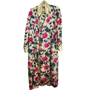 VIctorias Secret Floral Robe M Yellow Metallic Boho Western Bridal Retro Classic